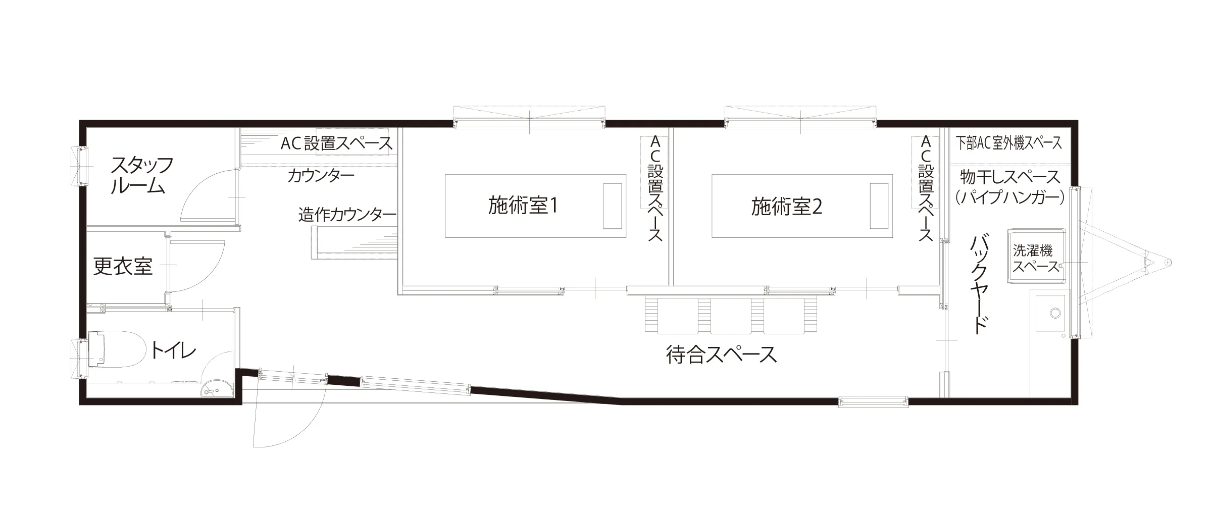 画像：フルサイズ型トレーラーハウスの間取り図