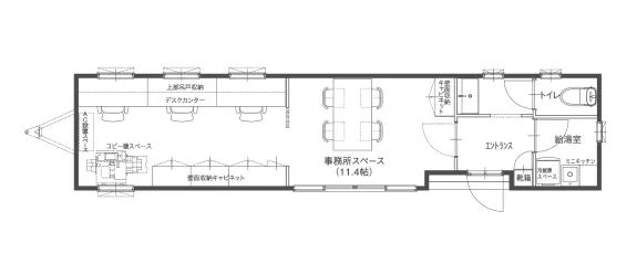 画像：車検対応型トレーラーハウス「サロン系」の間取り図