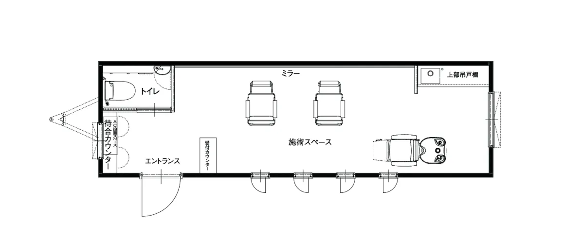 画像：フルサイズ型トレーラーハウスの間取り図