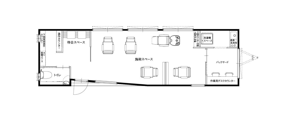 画像：フルサイズ型トレーラーハウスの間取り図